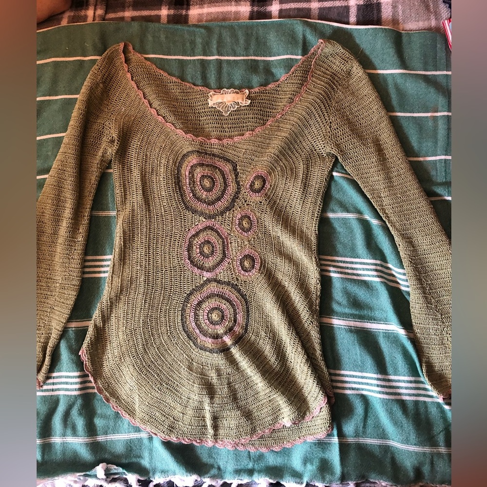 Green Woven Fairy-Peasant Top